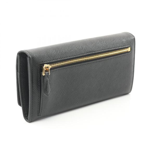 Prada SAFFIANO METAL Bi fold Long Wallet Leather Black - Picture 2 of 5